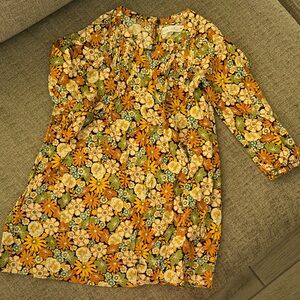 Zara Kids Floral Casual Dress - Orange, Yellow, Green